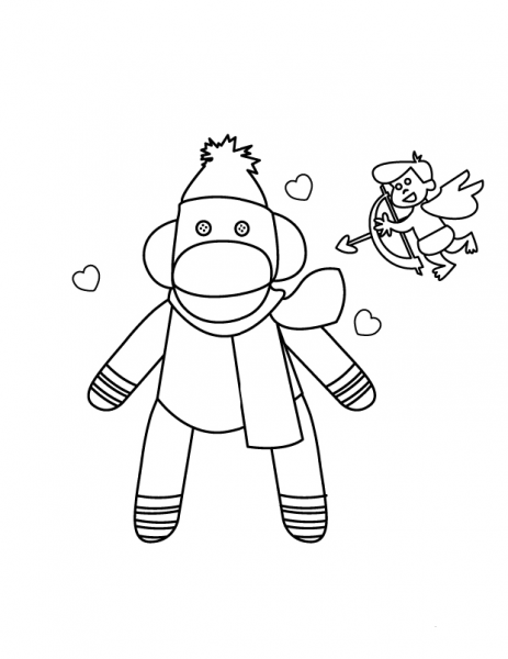 Cupid Takes Aim coloring page image