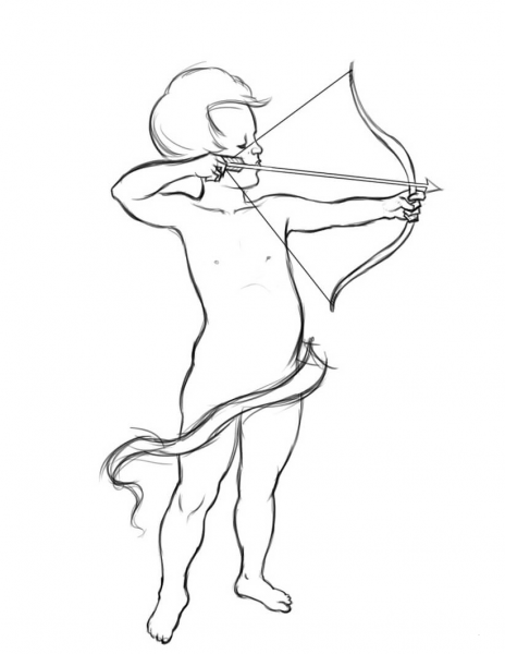 Cupid with Bow and Arrow coloring page image