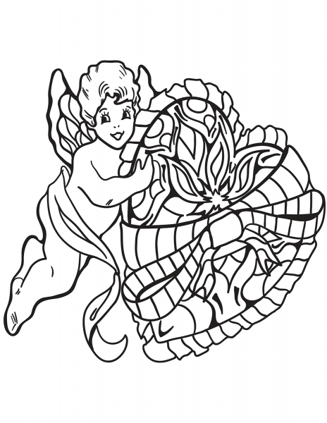 Cupid with Heart coloring page image