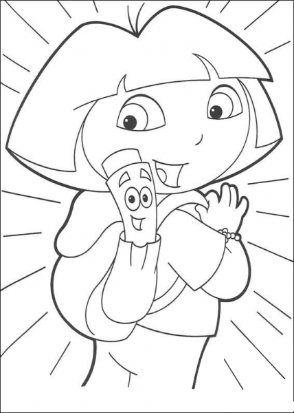 Curious Dora  coloring page image