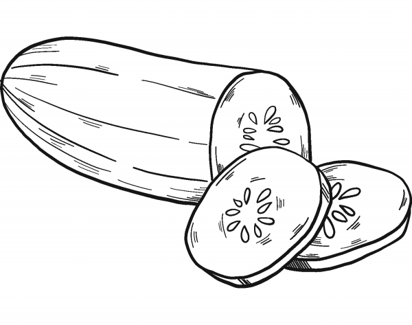 Cut Cucumber coloring page image