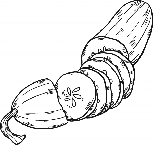 Cut Cucumber coloring page image