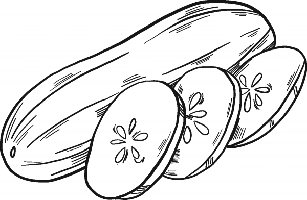 Cut Cucumber coloring page image