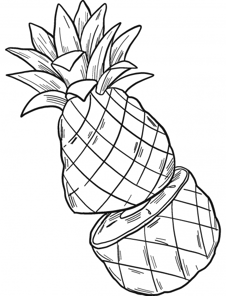 Cut Pineapple coloring page image