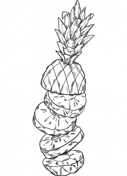 Cut Pineapple coloring page image