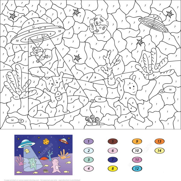 Cute Aliens Color by Number image