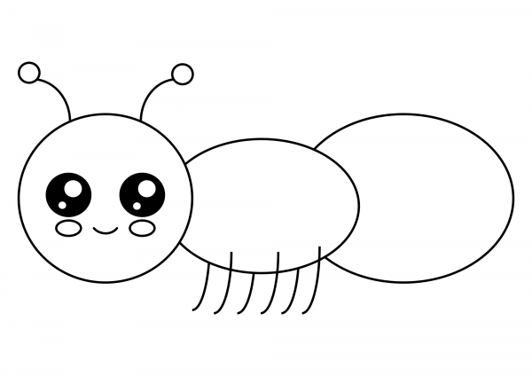 Cute Ant Clip Art Line Art Version coloring page image