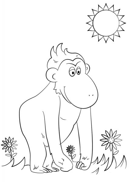 Cute Ape coloring page image
