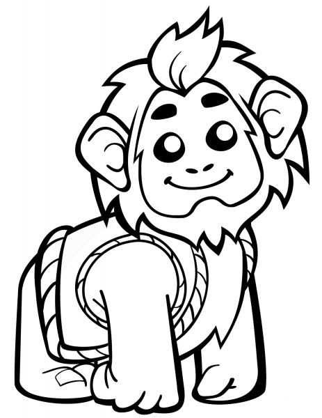 Cute Ape in Vest coloring page image