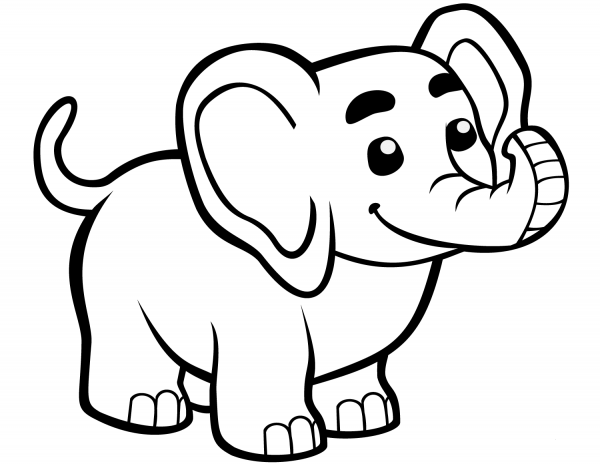 Cute Baby Elephant coloring page image