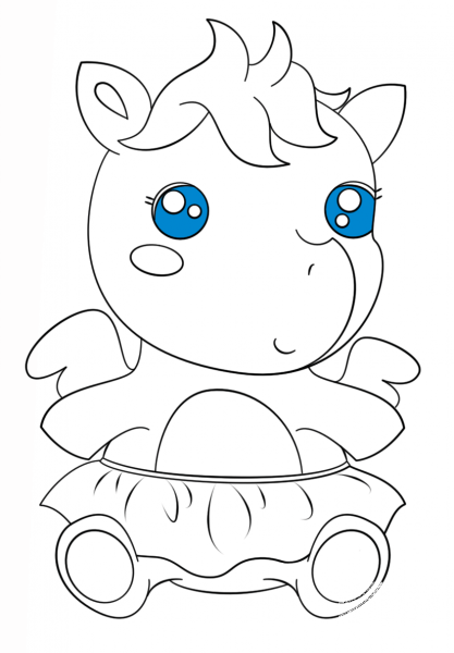 Cute Baby Pegasus coloring page image