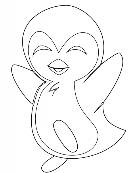 Cute Baby Penguin coloring page image