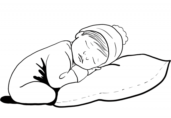 Cute Baby Sleeping coloring page image