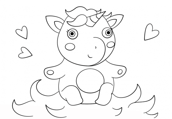 Cute Baby Unicorn coloring page image