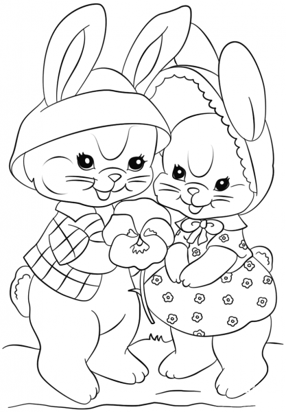 Cute Bunnies coloring page image