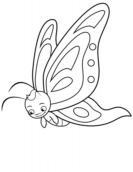 Cute Butterfly Boy coloring page image