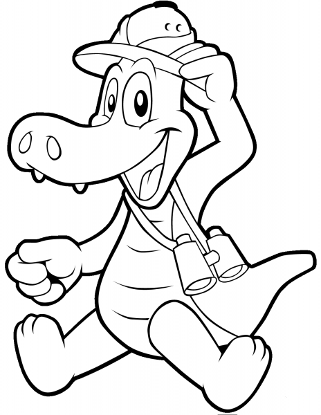 Cute Cartoon Alligator coloring page image