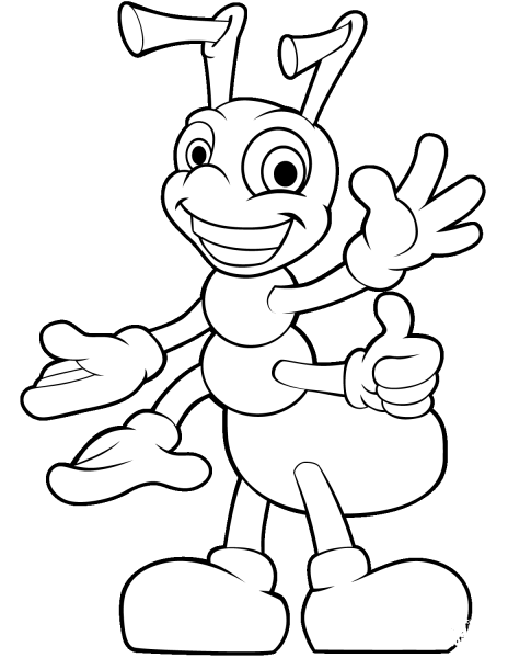 Cute Cartoon Ant coloring page image