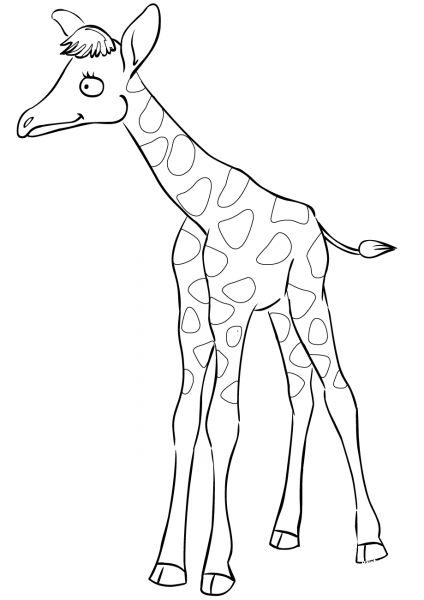 Cute Cartoon Baby Giraffe coloring page image