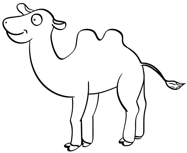 Cute Cartoon Bactrian Camel coloring page image