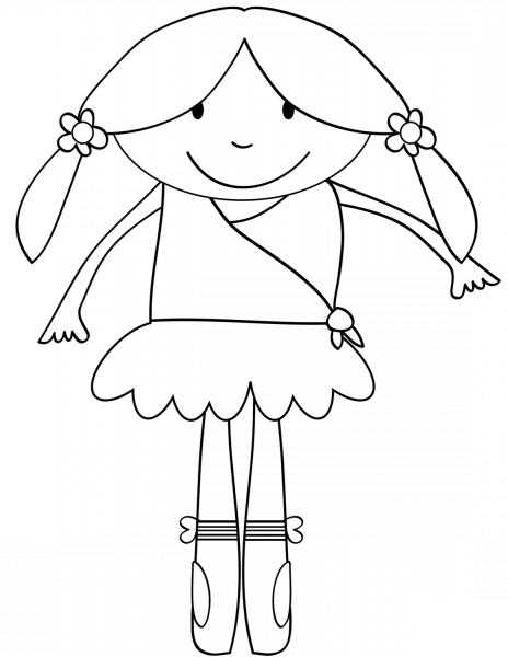 Cute Cartoon Ballerina coloring page image