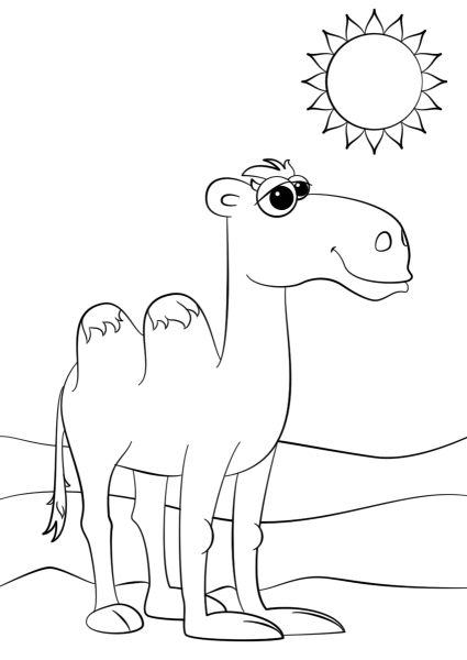 Cute Cartoon Camel coloring page image