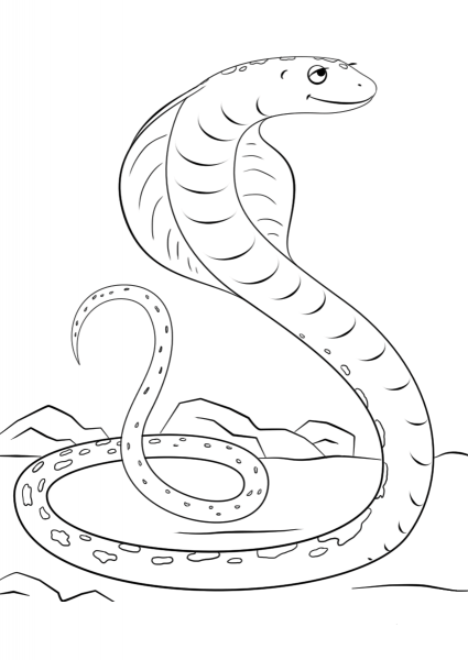 Cute Cartoon Cobra coloring page image