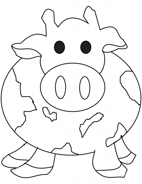 Cute Cartoon Cow coloring page image