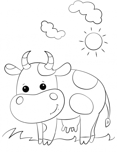 Cute Cartoon Cow coloring page image
