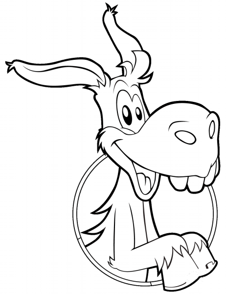 Cute Cartoon Donkey coloring page image