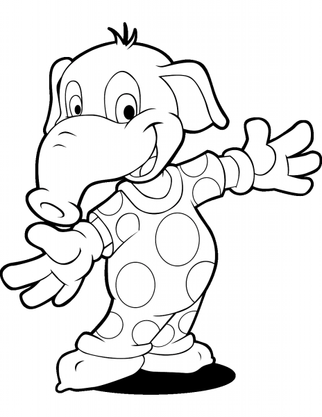 Cute Cartoon Elephant coloring page image