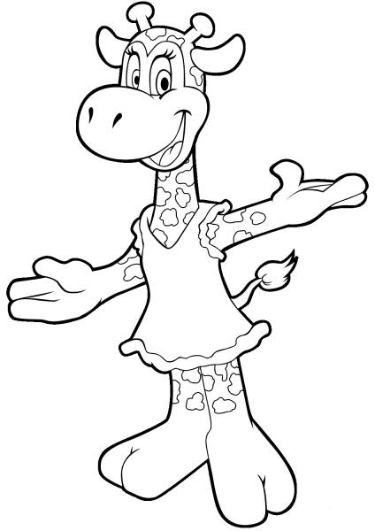 Cute Cartoon Giraffe coloring page image
