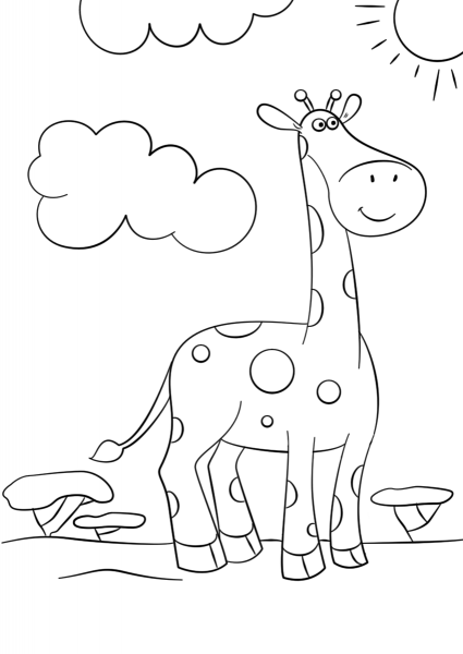 Cute Cartoon Giraffe coloring page image