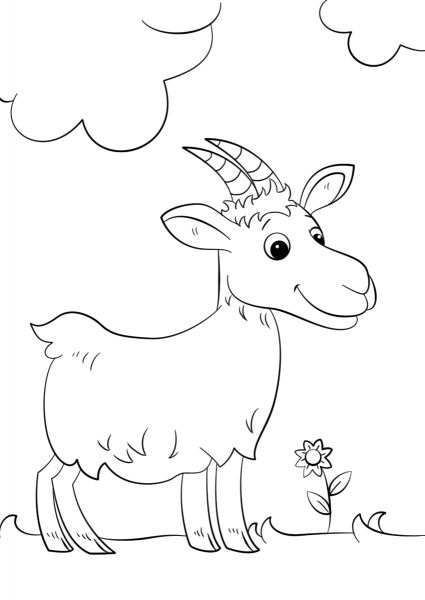 Cute Cartoon Goat coloring page image