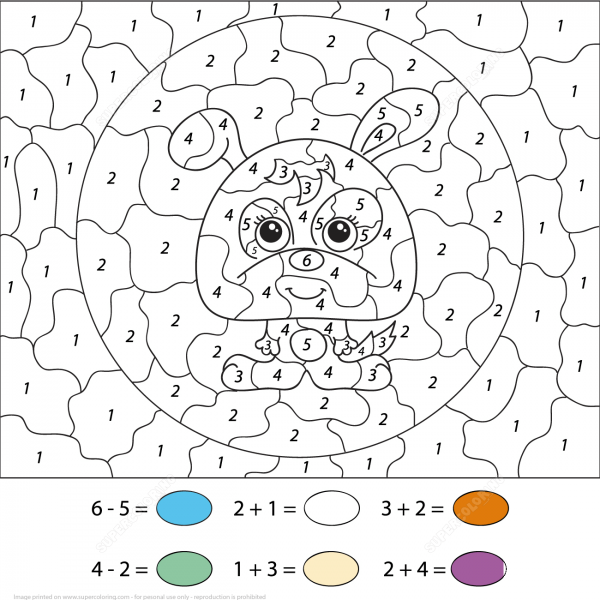 Cute Cartoon Hare Color by Number image