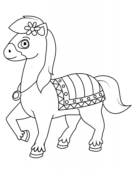 Cute Cartoon Horse coloring page image
