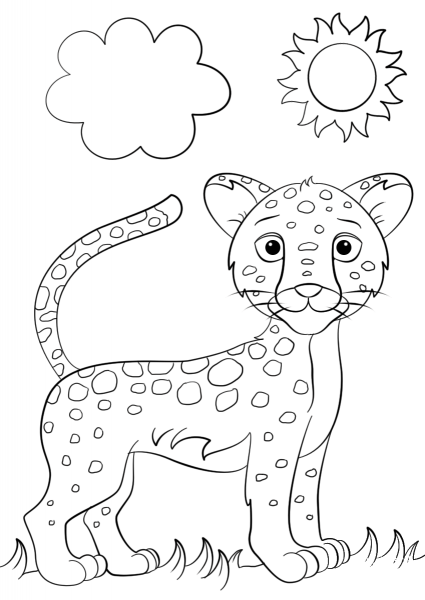 Cute Cartoon Jaguar coloring page image
