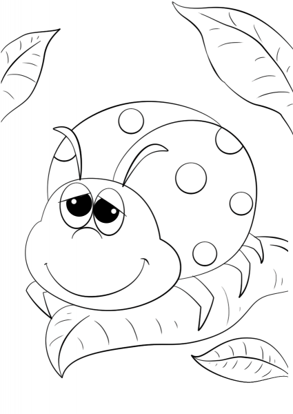 Cute Cartoon Ladybug coloring page image