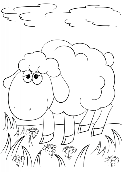 Cute Cartoon Lamb coloring page image