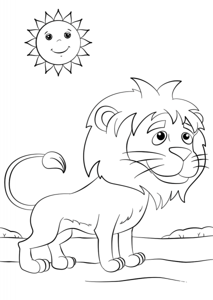 Cute Cartoon Lion coloring page image