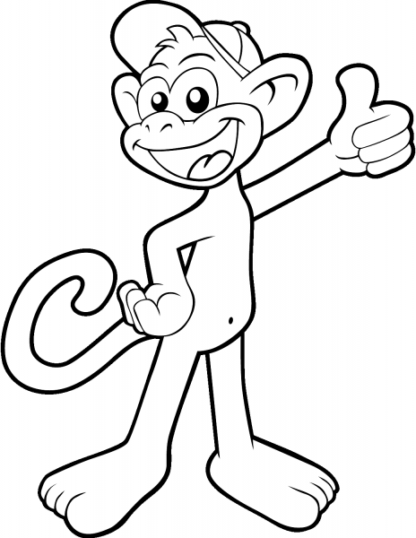 Cute Cartoon Monkey coloring page image