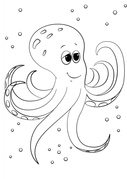 Cute Cartoon Octopus coloring page image