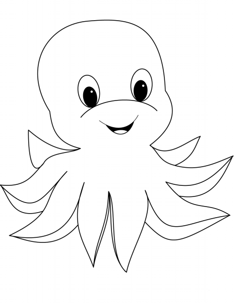 Cute Cartoon Octopus coloring page image