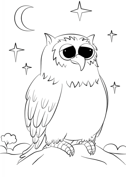 Cute Cartoon Owl coloring page image