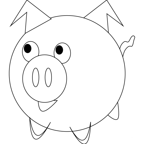 Cute Cartoon Pig coloring page image