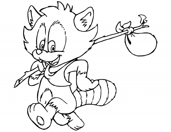 Cute Cartoon Raccoon coloring page image