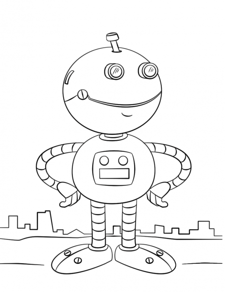 Cute Cartoon Robot coloring page image