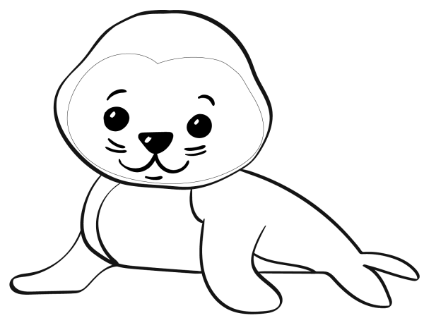 Cute Cartoon Seal coloring page image