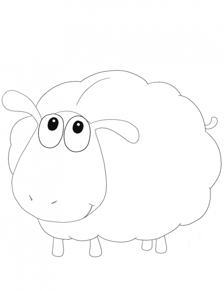 Cute Cartoon Sheep coloring page image