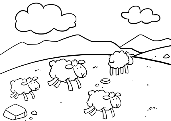 Cute Cartoon Sheeps coloring page image
